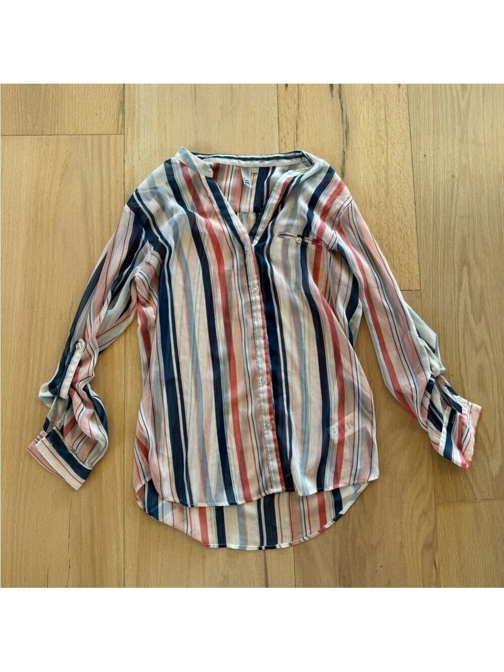 Kut from the Kloth Colorful Striped Long Sleeve Button Down Shirt Size Large